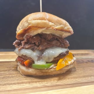 Philly Cheese Rib Eye Burger